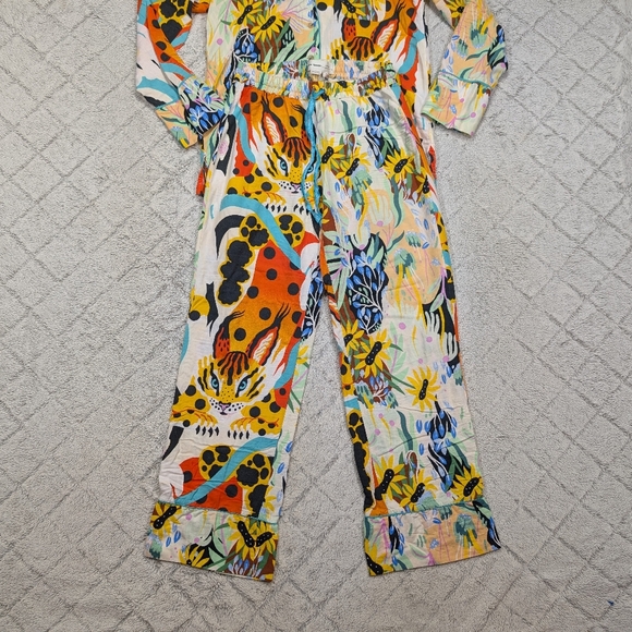 Marcus Navarro Anthropologie Pajamas Womens S Jungle Safari Tropical Sleep Set - Picture 3 of 11